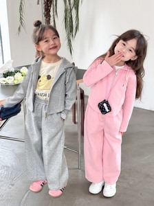 2024春秋儿童韩版休闲卫衣套装女童洋气双开拉链外套+长裤两件套
