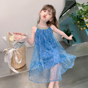 韩国女童连衣裙夏装新款童装女宝宝薄款纱裙吊带裙儿童夏季公主裙