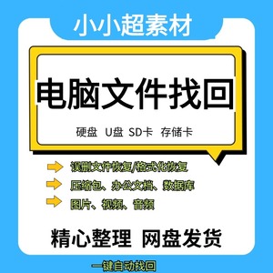 电脑图片音频视频压缩包桌面数据库文档文件删除丢失误删找回恢复