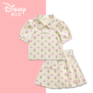 Disney/迪士尼夏季国风童装女童两件套短袖上衣短裙套装XHE2ZZ907