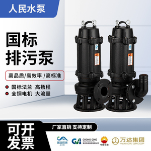 上海人民污水泵380v潜水排污泵1.5kw2.2KW3千瓦4kw7.5KW三相国标