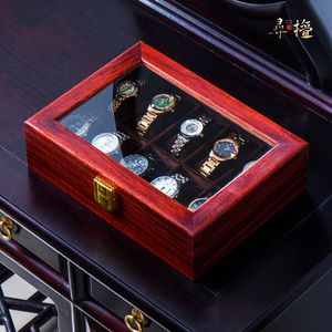 非洲小叶紫檀手表盒收纳盒实木高档奢华红木表盒手串腕表收纳表箱