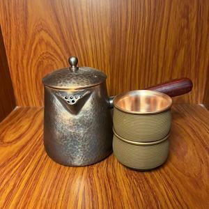纯铜加厚公道杯大容量纯手工锤纹侧把壶复古家用烧水壶耐用煮茶壶