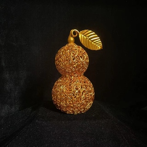 铝线diy手工  金色葫芦摆件(成品)  高19公分宽10cm