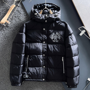 潮牌弗 克罗心冬季男士短款羽绒服加厚保暖外套连帽休闲防寒上衣