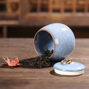 陈皮储叶存罐便携冰裂釉陶瓷盒紫砂小号茶罐子茶叶罐茶密普洱1596