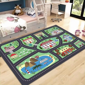 幼儿园数字地毯早教中心儿童地垫游戏益智水洗轨道迷宫水晶绒地毯