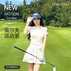高尔夫女连衣裙golf网球羽毛球运动polo领显瘦球服装女百褶连衣裙