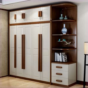 实木衣柜现代简约3 4 5 6门整体木衣橱卧室经济型橡木组合大衣柜