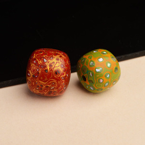 大漆单珠佛珠手串女士犀皮漆器螺钿文玩散珠饰品配饰手工老型珠