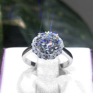 欧美明星新款S925纯银女戒指3A高碳进口钻彩色锆石超闪婚礼戒指