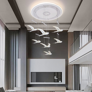 复式楼大吊灯现代简约挑空客厅别墅楼梯灯轻奢楼中楼大厅动力飞鸟