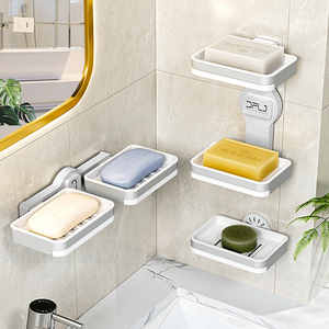 肥皂盒免打孔真空吸盘壁挂式创意双层沥水架卫生间浴室香皂置物架