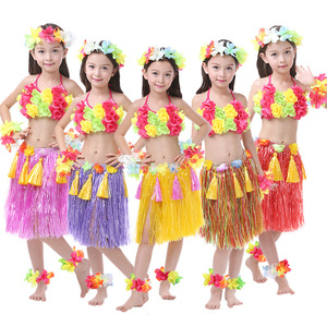 非洲草裙现代野人集体舞女童3456岁花朵五件套装饰舞台海滩小花裙