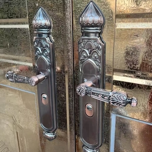 防盗门欧式红古铜室外门面板手柄配件通用型大门把手套餐机械门锁