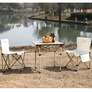 萌博士户外折叠椅子便携式烧烤露营桌椅套装公园花园钓鱼泡茶庭院