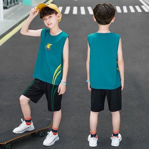 巴拉巴柆男童篮球服速干薄款无袖套装夏季背心儿童男孩夏装大童运