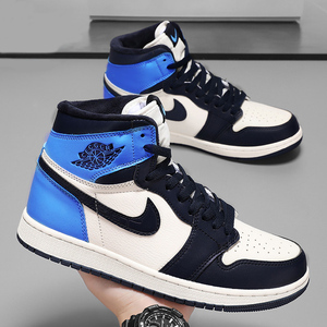春季莆田aj1女鞋高帮北卡蓝黑曜石板鞋男款aj影子灰空军一号男鞋