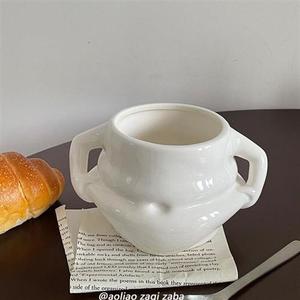 搞怪风杯子捏肉杯丑萌创意捏肚子大容量陶瓷马克杯早餐咖啡杯礼物