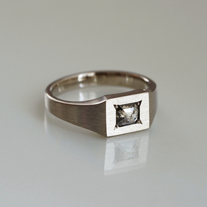GLEE GARDEN 原创设计玫瑰切割钻石图章指环情人节礼物男女戒指