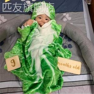 百财娃娃抱毯白菜婴儿毯儿童薄款毛巾被婴儿毯新生被子幼儿小毯子