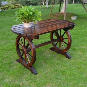 碳化实木庭院桌椅阳台车轮桌凳咖啡桌椅田园花园茶几桌椅休闲组合