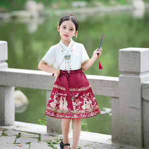 马面裙高级感儿童女孩2023新款中国风女童古装套装小薄款汉服裙夏