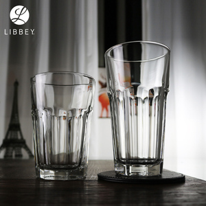 Libbey玻璃杯八角杯加厚大号啤酒奶茶冷饮杯杯必胜客商用耐热水杯