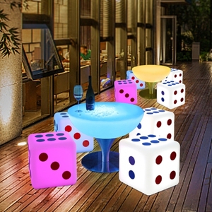 酒吧KTV创意茶几户外发光桌椅防水休闲骰子凳立方体散台桌子组合