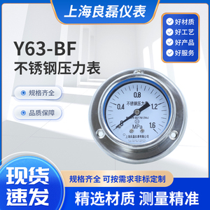 不锈钢压力表Y-63BF轴向带边耐蚀2.5级液压气压油压表蒸汽表工厂