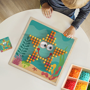 儿童蒙氏早教蘑菇钉幼儿园小班区域益智区操作材料拼图拼板教具