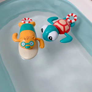 新款发条洗澡游泳戏水拉线海龟海狸宝宝0-1岁儿童益智玩具