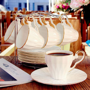 品来运欧式咖啡杯碟套装小奢华骨瓷创意咖啡具陶瓷简约金边下午茶