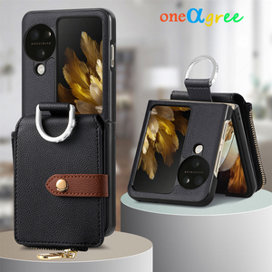 钱包卡包适用OPPO Find N3 Filp手机壳N3Filp可折叠屏保护皮套指环支架拉链男女欧美风