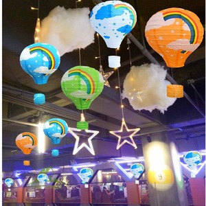 六一热气球装饰幼儿园空中吊饰教室走廊纸灯笼挂饰童装卖场店铺