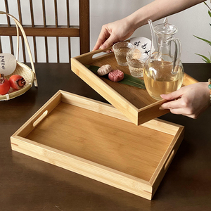 日式竹木质托盘长方形茶盘餐盘茶馆咖啡厅甜品盘收纳盘点心盘子
