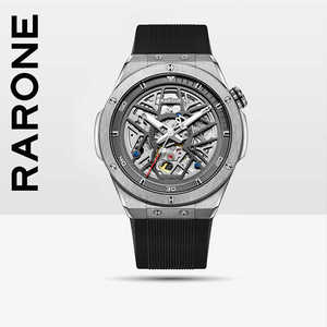 雷诺(rarone)双子星x全镂空机械男士手表纯色系机械手表防水表