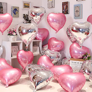 铝膜气球爱心情人节粉红色飘空订婚房生日浪漫布置结求婚心形装饰