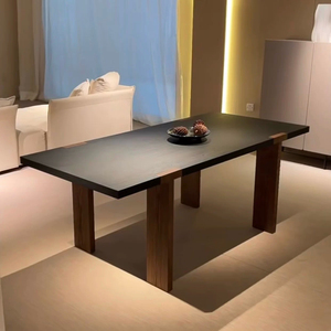 北欧设计师客厅长桌侘寂风实木餐桌创意书桌极简办公桌原木大板桌