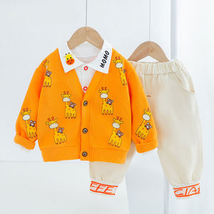 韩系男童春季套装2022新款宝宝春装洋气三件套1一5岁婴儿童休闲卫