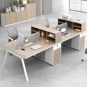 成都职员办公桌椅组合简约4人位二双6四员工位屏风卡座办公室家具