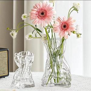 高颜值简约创意不规则花瓶透明玻璃插花水养鲜花异形客厅装饰摆件
