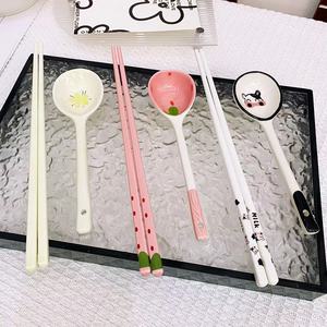 超高颜值筷子勺子套装卡通勺筷工作餐具学生宿舍单人闺蜜情侣餐具