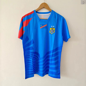 新款2425刚果国家队蓝色球衣冷门足球服球迷版单件短袖训练比赛队