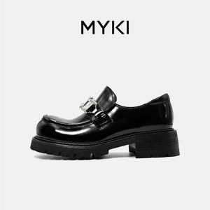 【Miss Modern】MYKI摩登乐福鞋女英伦风真皮厚底增高法式小皮鞋