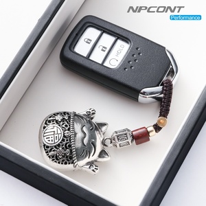 NPCONT金属猫汽车钥匙扣挂件可爱创意足银福字手编高档钥匙链挂坠