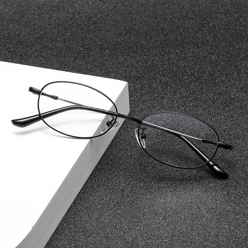 高档椭圆形小框近视眼镜框男女超轻钛可配度数银色边框小脸银丝边