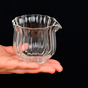 莲花玻璃公道杯耐热加厚分茶器匀杯日式小号茶海单个家用高端公杯