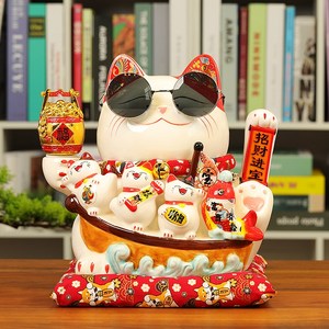 尚庄招财猫摇手摆件开业陶瓷大号礼品店铺家居饰品中式创意发财猫