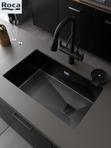 ROCA乐家多功能手工水槽单槽加厚304不锈钢洗菜池水池盆洗碗槽厨